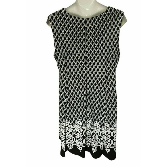Sandra Darren Ponte Textured Knit Sleeveless Printed Office Casual Border Dress - Picture 2 of 8